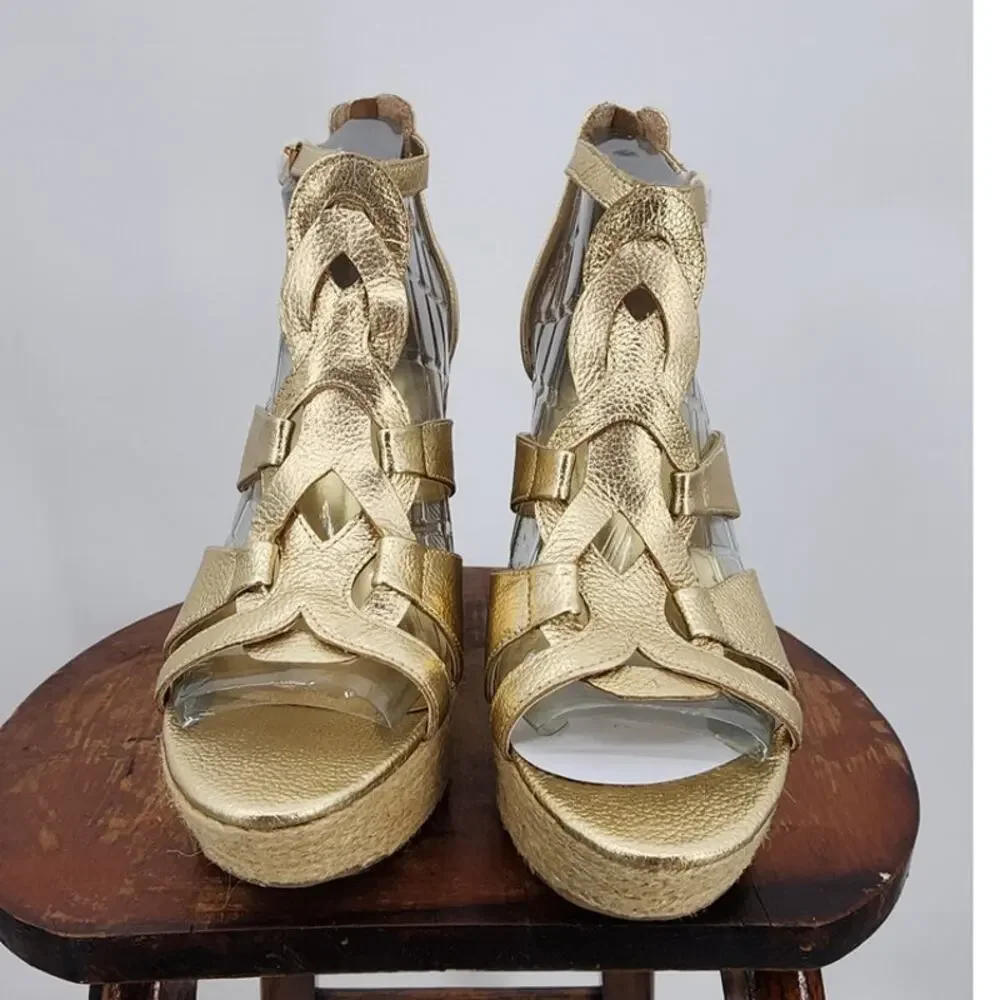 New NWOB DV‎ Dolce Vita Gold Jute Platform Heels Size 10